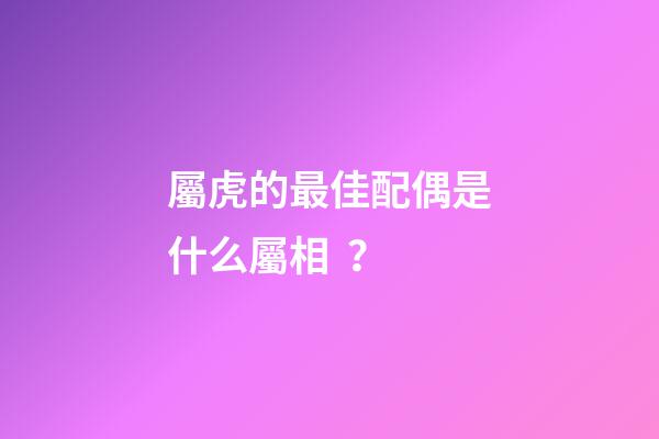 屬虎的最佳配偶是什么屬相？